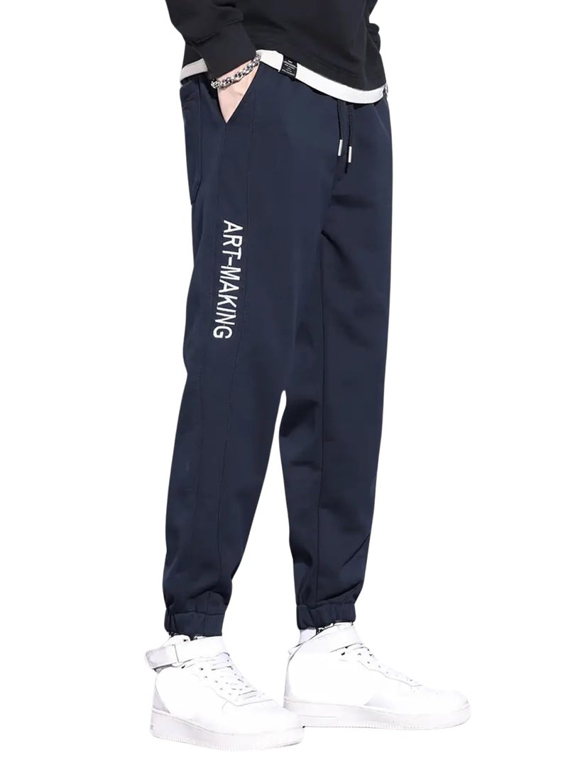 Lymio Men Loose Fit Mid Rise Jogger Pants Blue (TP-30-Blue-L) - Image 1