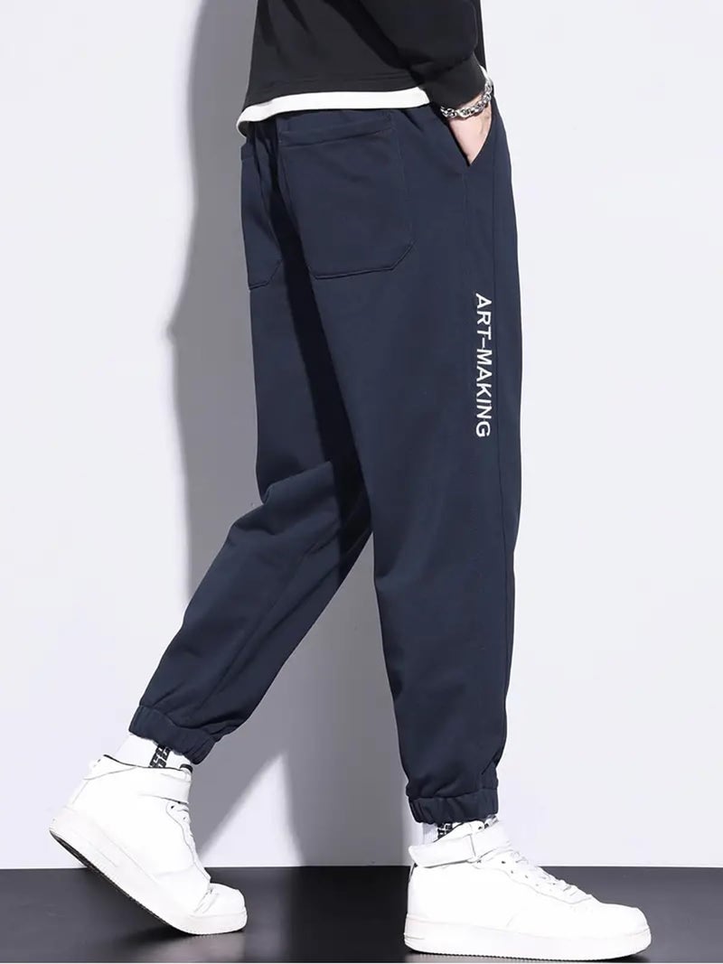 Lymio Men Loose Fit Mid Rise Jogger Pants Blue (TP-30-Blue-L) - Image 2