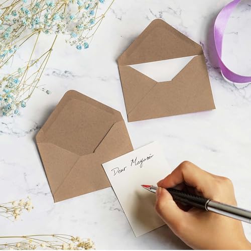 MATICAN Mini Kraft Brown Envelopes - 100 Count, 4 x 2.7 Inches, Perfect for Gift Cards, Weddings, Business, Birthdays - Image 2