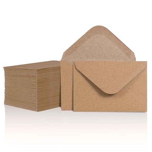 MATICAN Mini Kraft Brown Envelopes - 100 Count, 4 x 2.7 Inches, Perfect for Gift Cards, Weddings, Business, Birthdays - Image 1