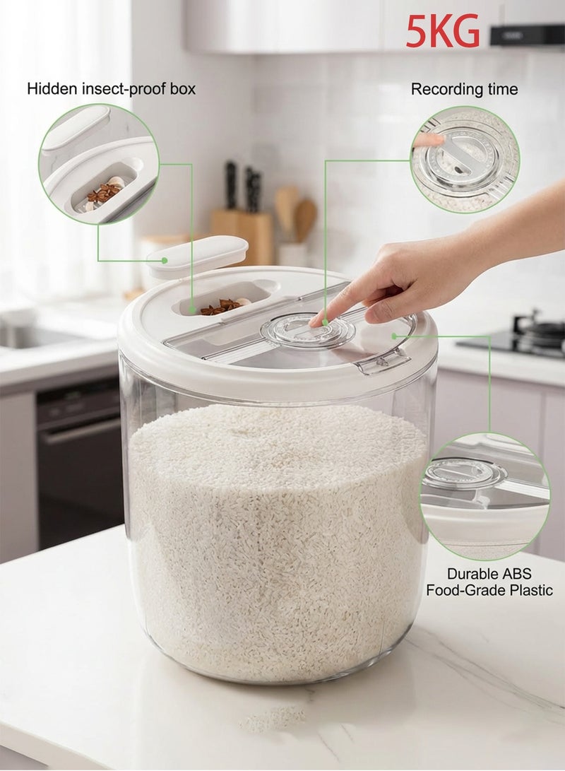كيوبكسيل موزع أرز، حاوية تخزين أرز، صندوق تخزين حبوب الطعام للمطبخ مع كوب قياس وقرص مؤقت، دلو أرز محكم الإغلاق ومقاوم للرطوبة، حاوية تخزين حبوب ودقيق وفول الصويا بسعة كبيرة، مناسبة للتخزين والتنظيم في المطبخ. - Image 1