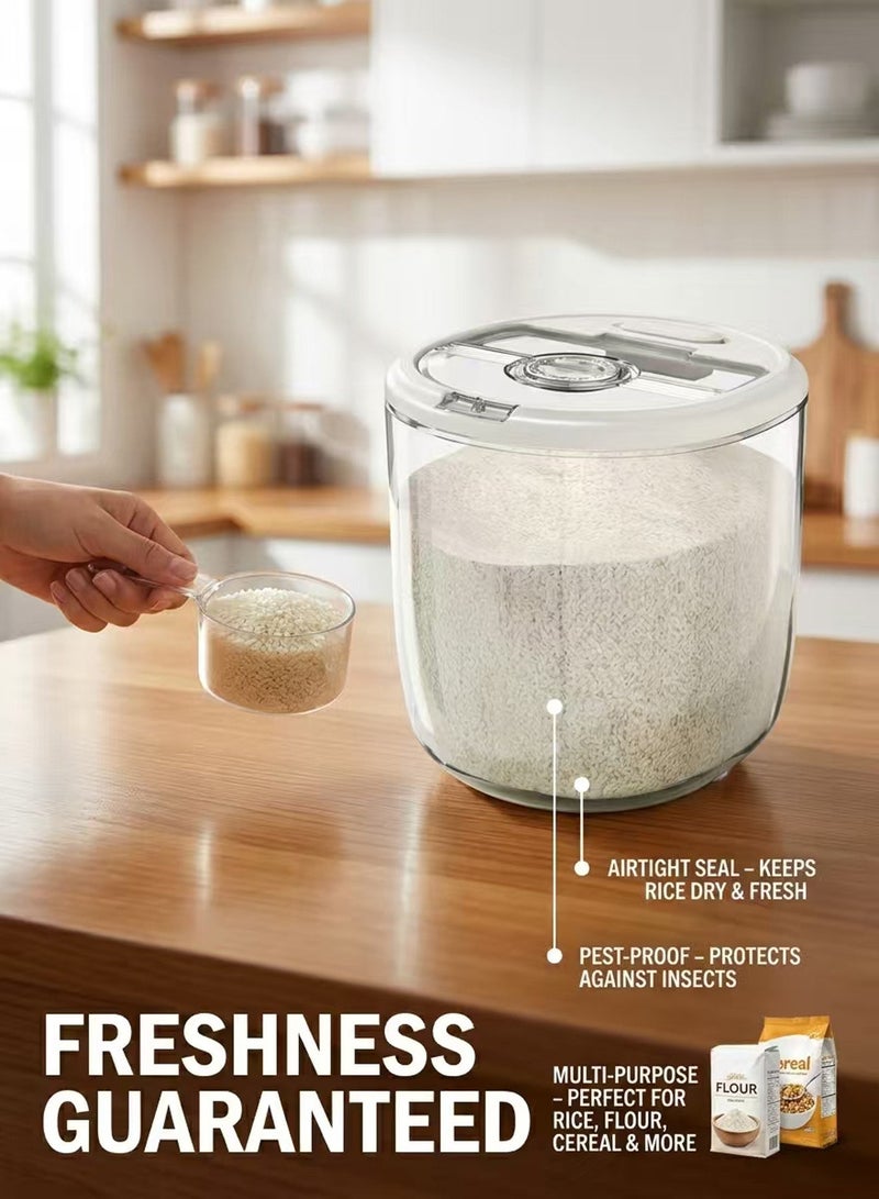 CUBEXELL Rice Dispenser, Rice Storage Container, Kitchen Food Grain Storage Box With Measuring Cup And Time Dial, Sealed Moisture-Proof Rice Bucket, Large Capacity Grain Flour Soybean Storage Container, Suitable For Kitchen Storage And Organization. - Image 5