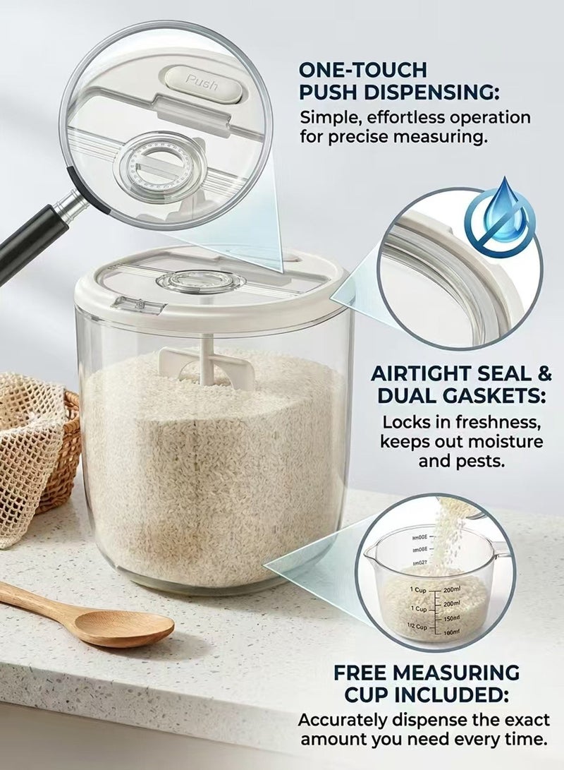 CUBEXELL Rice Dispenser, Rice Storage Container, Kitchen Food Grain Storage Box With Measuring Cup And Time Dial, Sealed Moisture-Proof Rice Bucket, Large Capacity Grain Flour Soybean Storage Container, Suitable For Kitchen Storage And Organization. - Image 3