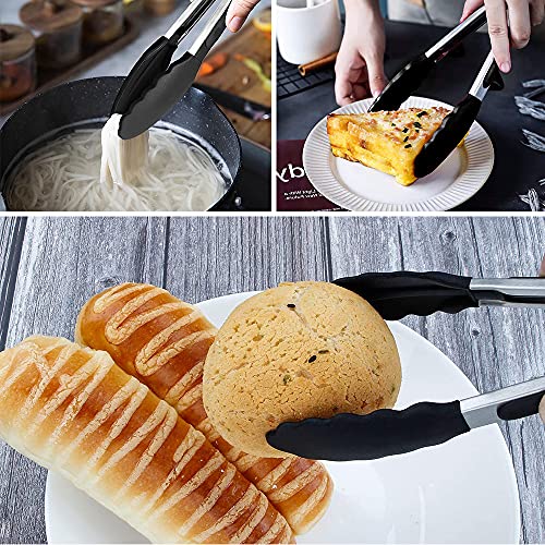 Pharamat Mini Silicone Serving Tongs Set of 3, Small Kitchen Tongs (7 inch) with Silicone Tips and Stainless Steel Handle, Cooking Tongs for Salads, Pasta, Steaks, Vegetables - Image 5