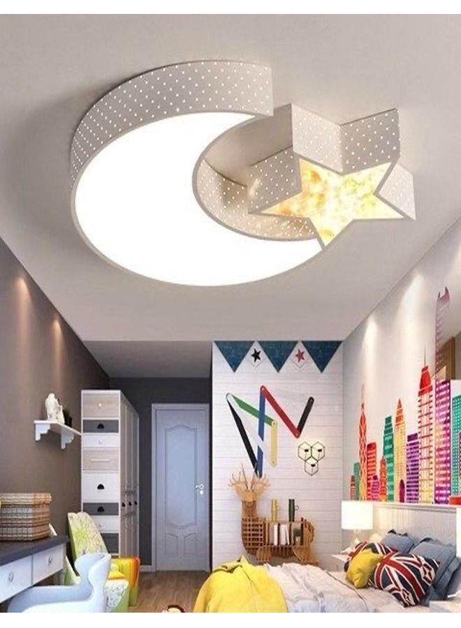 fashionhome مصباح سقف LED أكريليك بشكل القمر والنجوم مع تحكم عن بعد وإضاءة قابلة للتعديل - Image 2