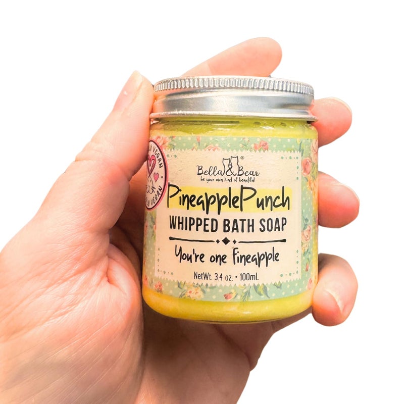 Bella and Bear Bella & Bear Pineapple Whipped Soap - Paraben Free - Cruelty-Free Vegan Body Wash And Shave Cream, (3.4 oz) - Image 3