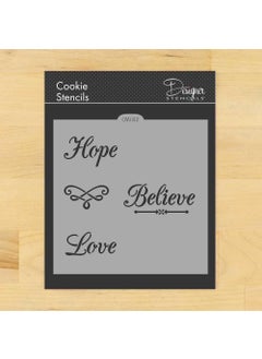 Designer Stencils Hope, Believe, Love Cookie and Craft Stencil CM032 by Designer Stencils  - Image 1
