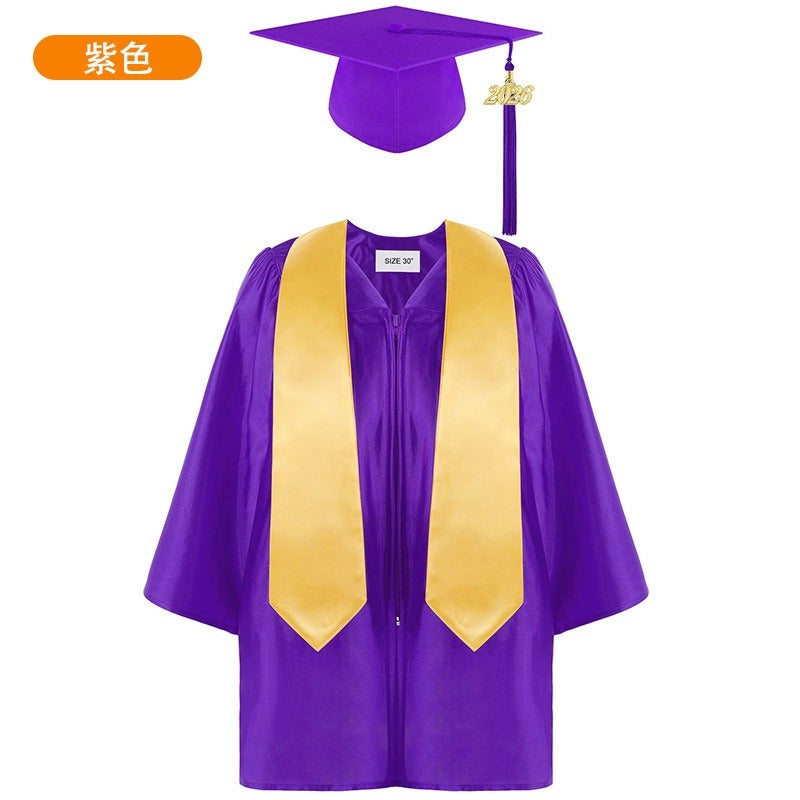 Jing Zhe Rui 2026 New Kids Graduation Gown Set with Cap - Kindergarten Elementary School Ceremony Dress, Knit Fabric, Unisex, Sizes 21-36 - Image 1