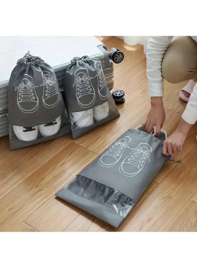 Gray 10PC Heavy Duty Transparent Zippered Shoe Bags Stackable Travel Organizers - Image 4