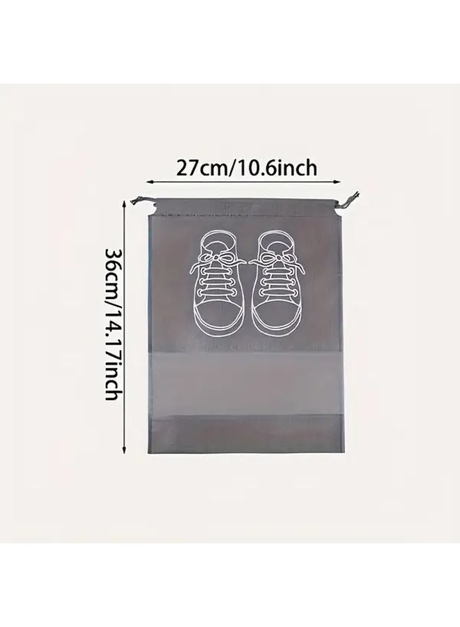 Gray 10PC Heavy Duty Transparent Zippered Shoe Bags Stackable Travel Organizers - Image 5