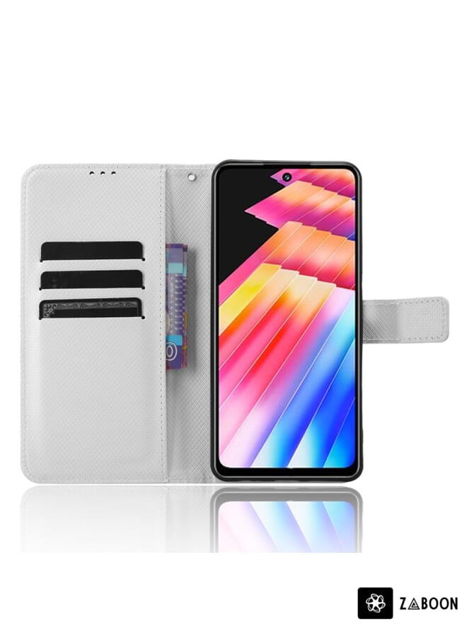 جرين تايجر حافظة هاتف انفينيكس هوت 30 4G X6831 من الجلد الماسي (أبيض) - Image 4