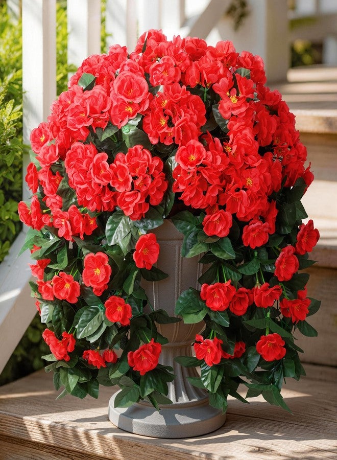 Ivydale Fake Geraniums Artificial Flowers for Outdoors Summer Decor, 2 PCS Red Faux Hanging Flowers Outdoor Plants Realistic Silk Geraniums Vines UV Resistant for Outside Planters Porch Patio Garden - Image 1