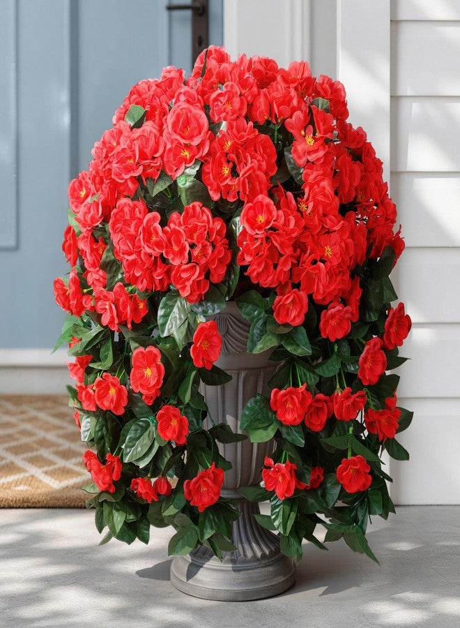Ivydale Fake Geraniums Artificial Flowers for Outdoors Summer Decor, 2 PCS Red Faux Hanging Flowers Outdoor Plants Realistic Silk Geraniums Vines UV Resistant for Outside Planters Porch Patio Garden - Image 3