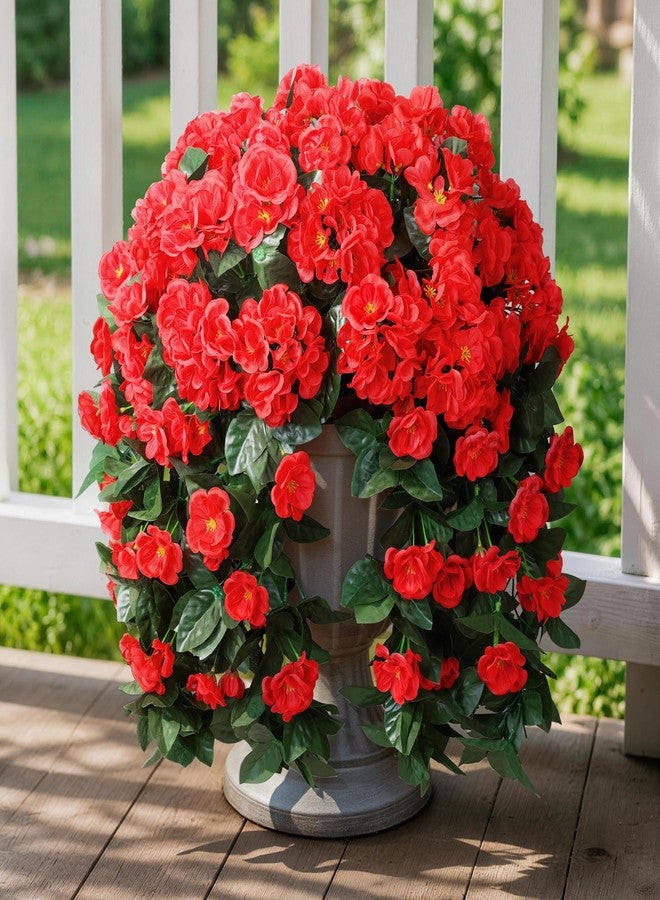 Ivydale Fake Geraniums Artificial Flowers for Outdoors Summer Decor, 2 PCS Red Faux Hanging Flowers Outdoor Plants Realistic Silk Geraniums Vines UV Resistant for Outside Planters Porch Patio Garden - Image 2