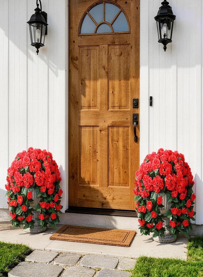 Ivydale Fake Geraniums Artificial Flowers for Outdoors Summer Decor, 2 PCS Red Faux Hanging Flowers Outdoor Plants Realistic Silk Geraniums Vines UV Resistant for Outside Planters Porch Patio Garden - Image 5