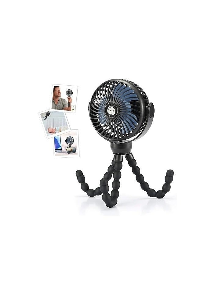 Zashe Upgraded Portable Baby Stroller Fan | 360° Rotation Clip-On Fan | Rechargeable with 4000mAh Battery | Flexible Tripod, Quiet USB Fan for Baby, Travel & Outdoor Use  - Image 5