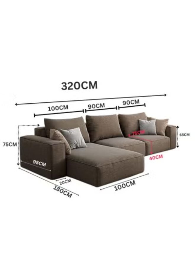 Karnak Sectional Sofa With Cushions L-Shaped Comfortable Living Room Sofa Color (Beige) Left - Image 3