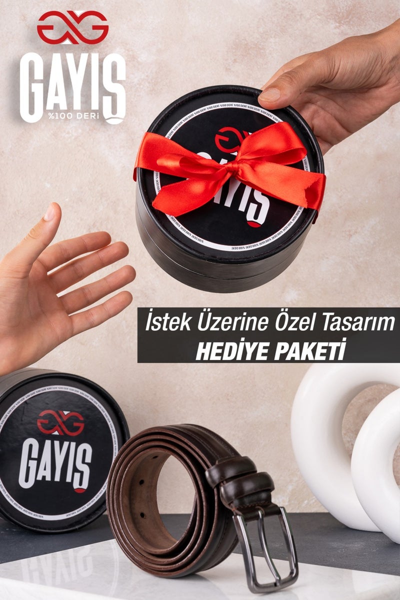 Gayış Gaış Special Oval Box | 100% Genuine Buffalo Leather | Classic Brown Men's Belt | Gift Dowry Belt - Image 4