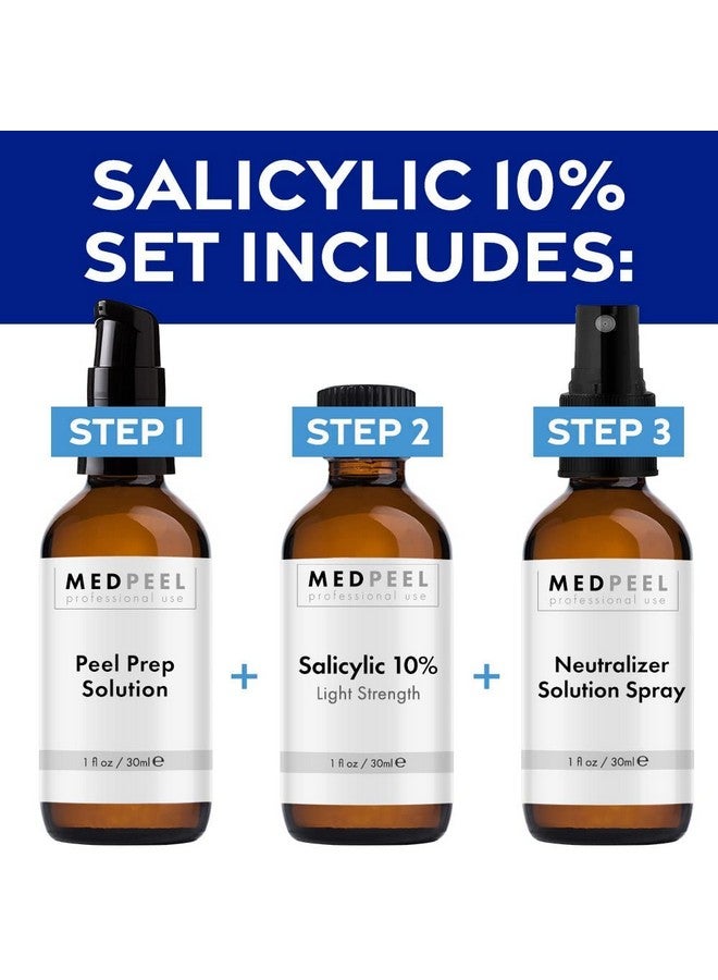 Medpeel Salicylic Acid 10% Essential Peel Kit Includes Peel Prep Neutralizer Light Strength Professional Grade Chemical Face Peel Perfect For Beginners And To Exfoliate Skin 1Oz/30Ml (Kit Of 3) - Image 3