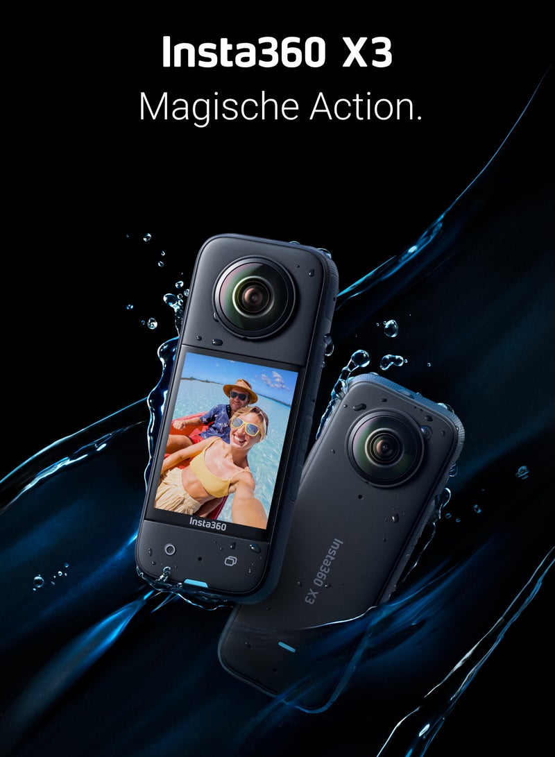 انستا 360 كاميرا Insta360 X3 مقاومة للماء 360 درجة مع مستشعر 1/2 بوصة 48 ميجابكسل 5.7K 360 فيديو HDR نشط 72 ميجابكسل 360 صورة 4K عدسة واحدة ثابتة شاشة لمس 2.29 بوصة - Image 2