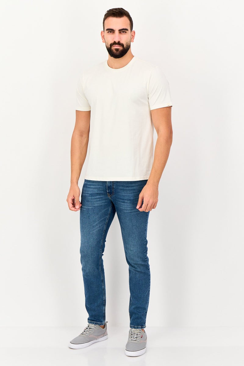 Fudo Men Crew Neck Short Sleeve Solid T-Shirt, Off White - Image 3