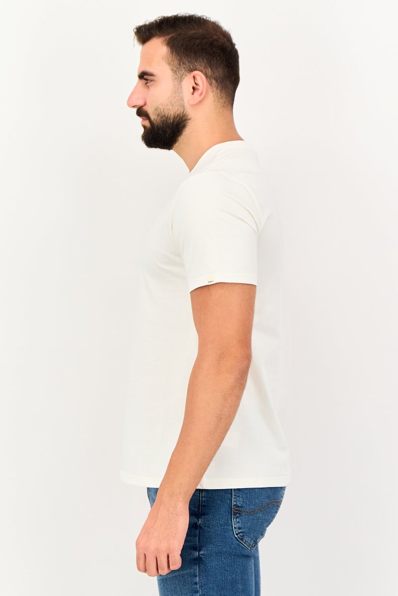 Fudo Men Crew Neck Short Sleeve Solid T-Shirt, Off White - Image 2