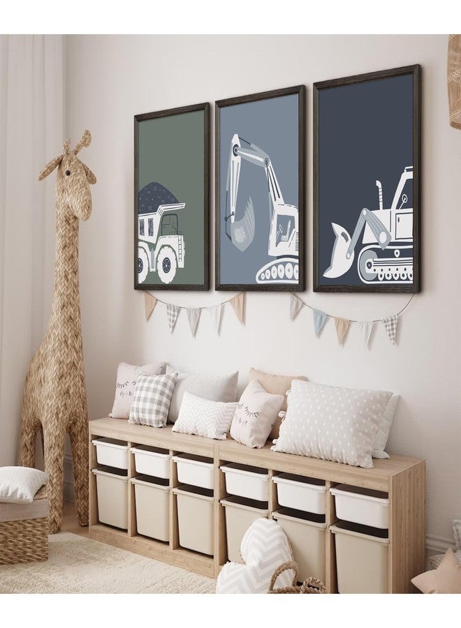 Youillne Construction Truck Wall Art Decor Toddler Boys Room Canvas Wall Art Tractor Vehicle Posters Dump Truck Wall Art Kids Bulldozer Pictures Nursery Prints for Boys Bedroom 12x16x3 Inch Framed - Image 3