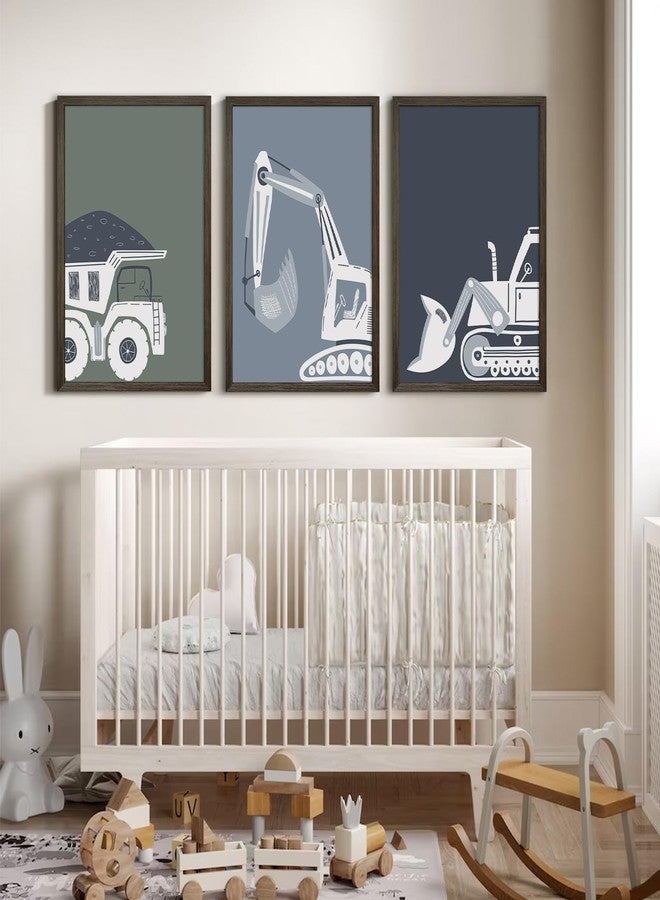 Youillne Construction Truck Wall Art Decor Toddler Boys Room Canvas Wall Art Tractor Vehicle Posters Dump Truck Wall Art Kids Bulldozer Pictures Nursery Prints for Boys Bedroom 12x16x3 Inch Framed - Image 5