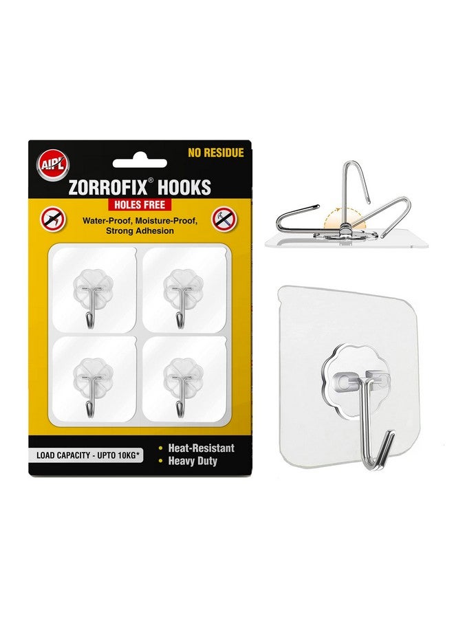 Abro ABRO Ultra Grip Heavy Duty 10KG Waterproof Adhesive Wall Hook for Home Office Outdoor Hook 4, 6 Cm, Clear  - Image 1