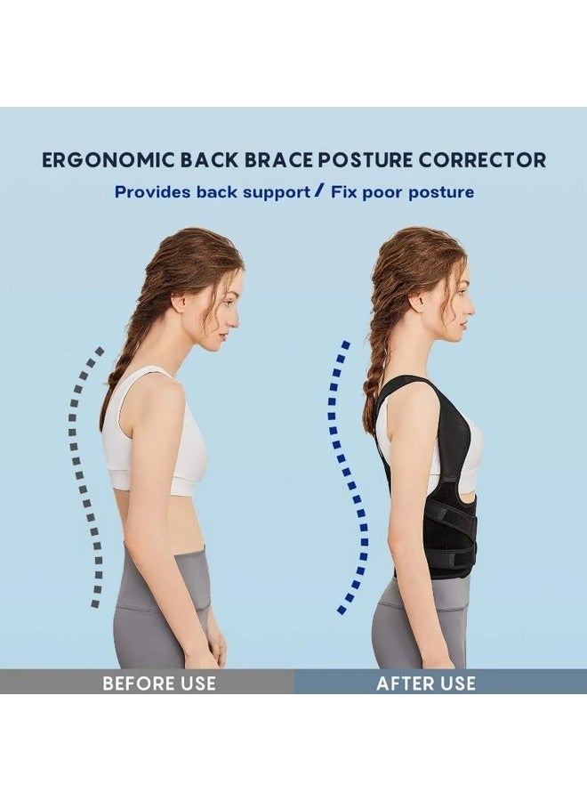 بيوينتي دعامة الظهر لتصحيح وضعية الجسم للنساء والرجال، وتقويم الظهر القابل للتعديل والتهوية، ودعم الجزء العلوي والسفلي من الظهر وتسكين آلام الرقبة والظهر والكتف (أسود، متوسط) - Image 4