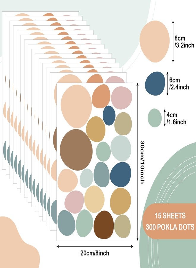 تاوباري 15 ورقة 300 قطعة من ملصقات الحائط البوهيمية غير المنتظمة ذات النقاط المنقطة من تيرازو لغرفة اللعب وغرفة النوم القابلة للإزالة من الفينيل الحديث (لون البوهو) - Image 2