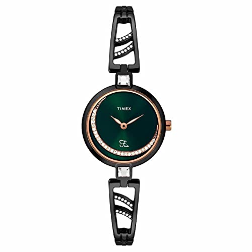 TIMEX Fria Analog Watch for Women with Green Round Dial & Gunmetal Brass Bracelet Band Water Resistant Women's Wrist Watches - TWEL15203 - Image 1