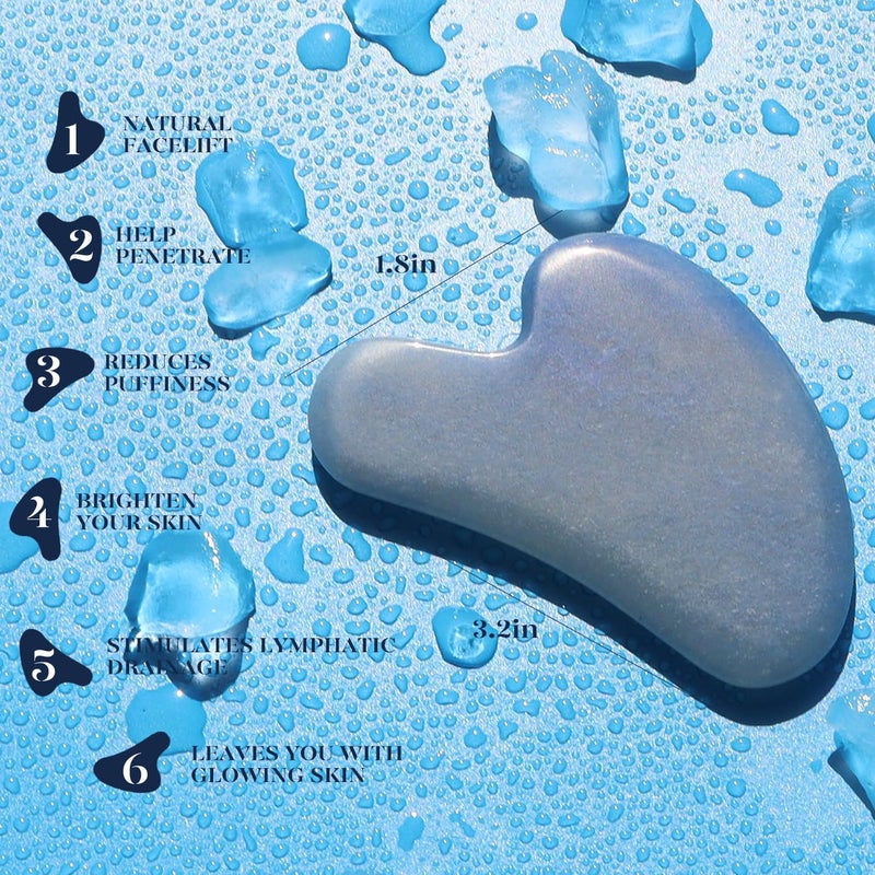 BAIMEI IcyMe Jade Face Roller & Gua Sha, Facial Beauty Roller Skin Care Tools, Self Care Gift for Men Women, Massager for Face, Eyes, Neck, Relieve Fine Lines and Wrinkles - Blue - Image 4