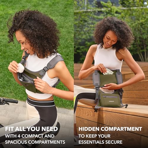 Trailoom Running Chest Pack - Phone Holder,Water Repellent,No Bounce,Reflective Vest,Hidden Pocket - Workout Bag for Runners, Cycling, EDC Pouch, Jogging Carrier, Men & Women, Lightweight (Green) - Image 4