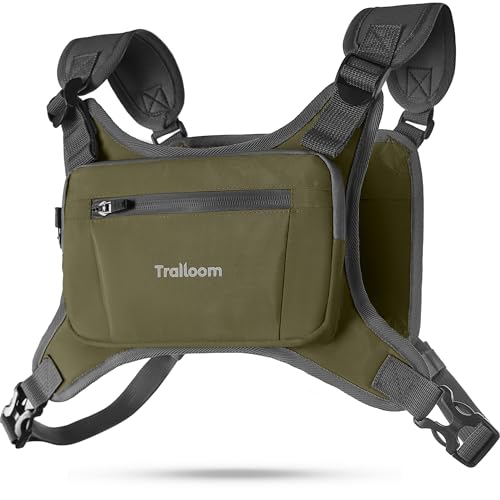 Trailoom Running Chest Pack - Phone Holder,Water Repellent,No Bounce,Reflective Vest,Hidden Pocket - Workout Bag for Runners, Cycling, EDC Pouch, Jogging Carrier, Men & Women, Lightweight (Green) - Image 1