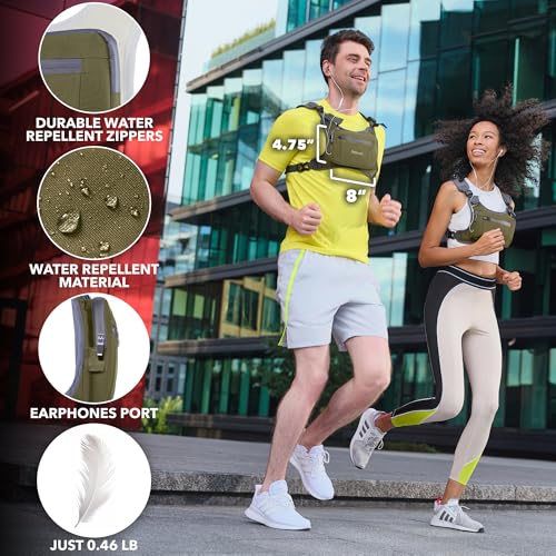 Trailoom Running Chest Pack - Phone Holder,Water Repellent,No Bounce,Reflective Vest,Hidden Pocket - Workout Bag for Runners, Cycling, EDC Pouch, Jogging Carrier, Men & Women, Lightweight (Green) - Image 3