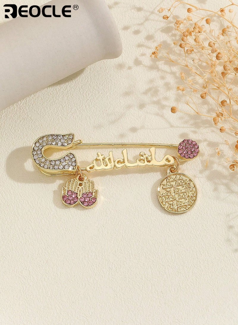 REOCLE Women's Brooch Cultural-Themed Decorative Safety Pin Brooch Embellished Initial & Pendant Accent Design for Personalized Outfit Styling - Image 1