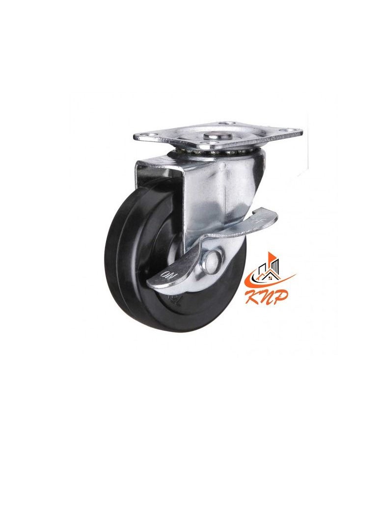 KNP Caster Wheel Rubber 2.5" With Break  - Image 3