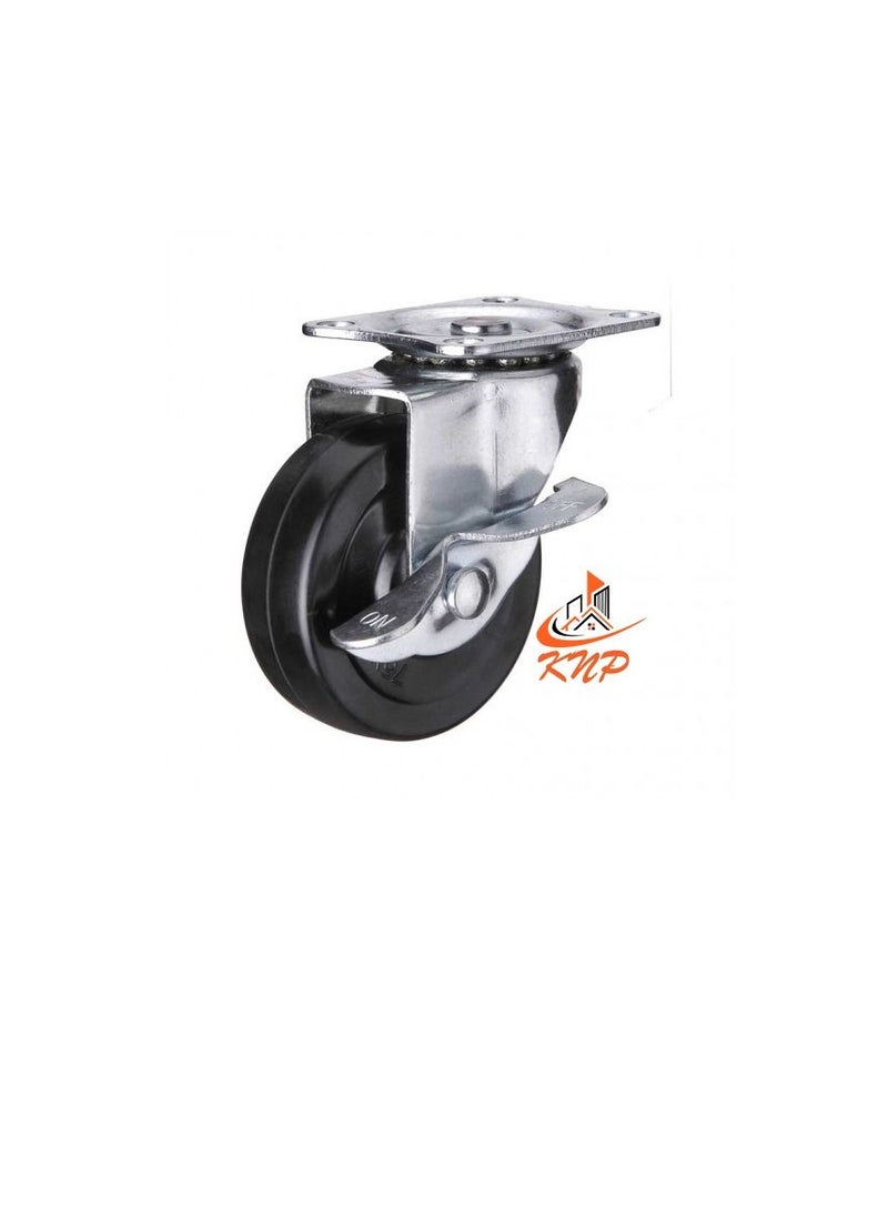 KNP Caster Wheel Rubber 2.5" With Break  - Image 2