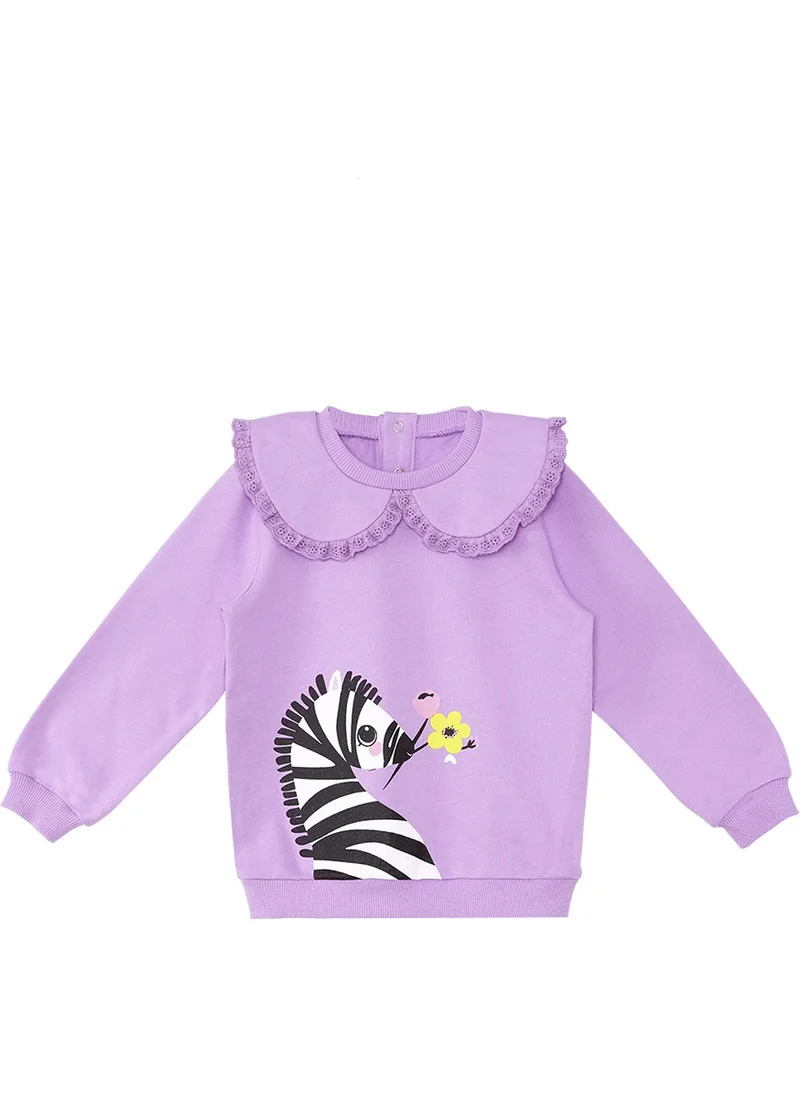 Denokids Zebra Baby Girl Lilac Sweatshirt