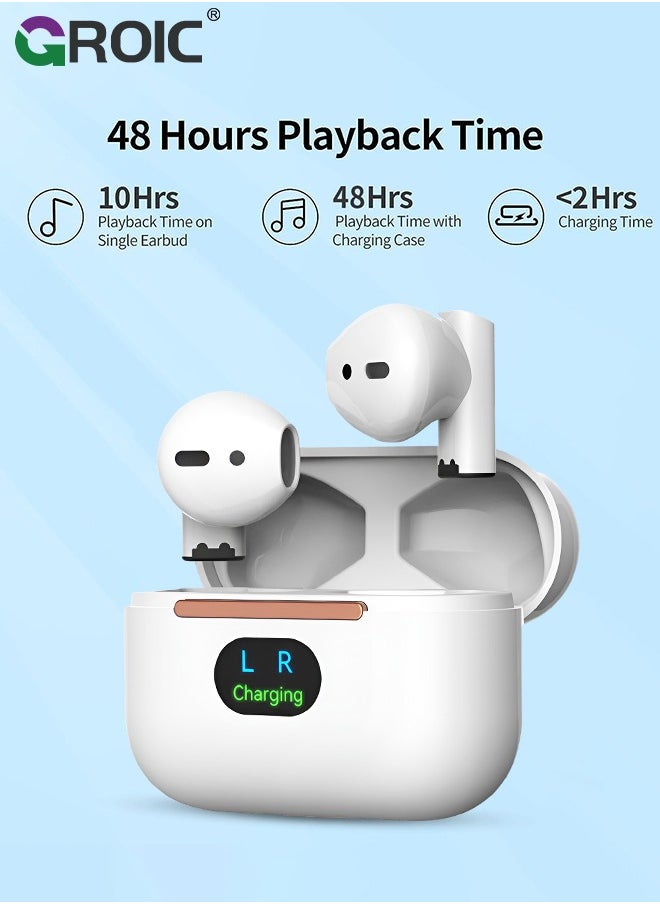 GROIC - Bluetooth Earbuds Wireless Earphones with Charging Case, Bluetooth 5.0 Tiny Light Weight Headphones 3 Sound Effects in-Ear Earbuds with Clear Calls Mic, IPX5 Waterproof Game Mode Earbuds - Image 1