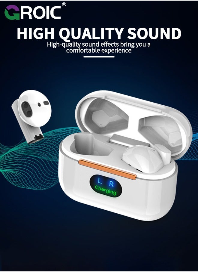 GROIC - Bluetooth Earbuds Wireless Earphones with Charging Case, Bluetooth 5.0 Tiny Light Weight Headphones 3 Sound Effects in-Ear Earbuds with Clear Calls Mic, IPX5 Waterproof Game Mode Earbuds - Image 1