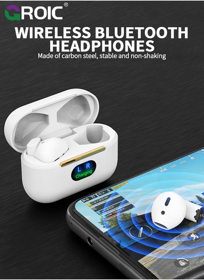 GROIC - Bluetooth Earbuds Wireless Earphones with Charging Case, Bluetooth 5.0 Tiny Light Weight Headphones 3 Sound Effects in-Ear Earbuds with Clear Calls Mic, IPX5 Waterproof Game Mode Earbuds - Image 1