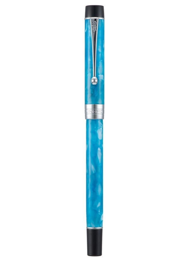 Lanxivi Jinhao 100 Classic Fountain Pen Sky Blue Celluloid, Medium Nib with Converter and Pen Case Set - Image 1