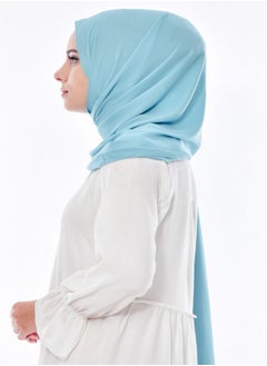 Long Chiffon Crepe Scarf - Light Blue Color