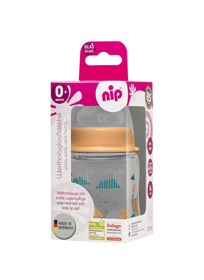 nip Wide Neck Round Teat-M Glass Bottle 0M+, 120ML  - Image 2