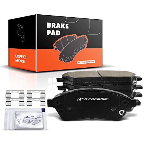 A-Premium Front Ceramic Disc Brake Pads Set Compatible with Select Cadillac and Saab Models - SRX 2010-2016, 9-4X 2011, with Hardware, 4 Pcs - Image 1