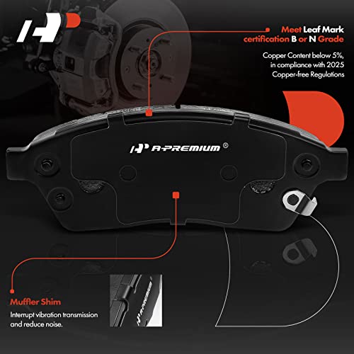 A-Premium Front Ceramic Disc Brake Pads Set Compatible with Select Cadillac and Saab Models - SRX 2010-2016, 9-4X 2011, with Hardware, 4 Pcs - Image 2