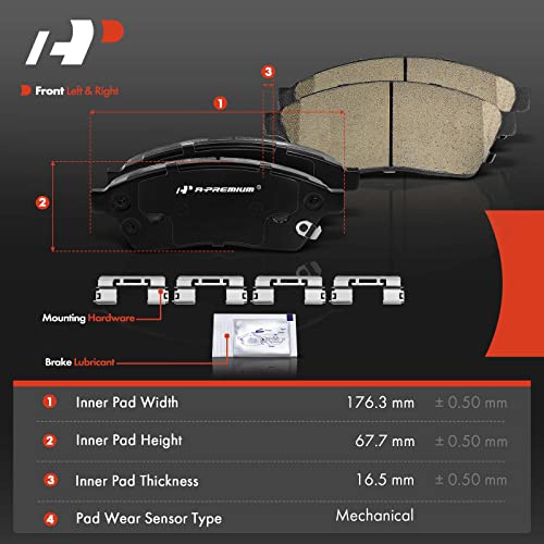 A-Premium Front Ceramic Disc Brake Pads Set Compatible with Select Cadillac and Saab Models - SRX 2010-2016, 9-4X 2011, with Hardware, 4 Pcs - Image 5