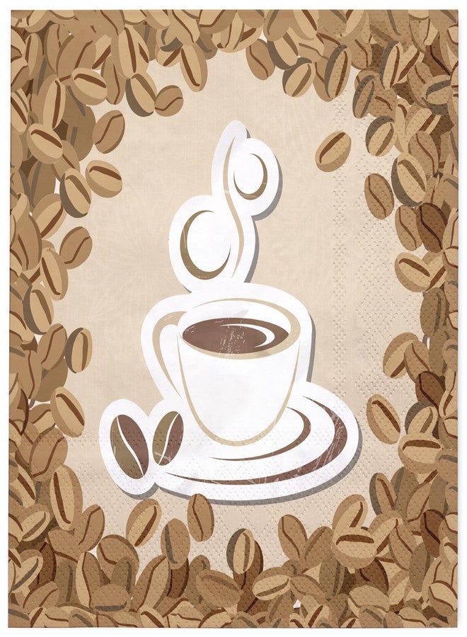 WRAPAHOLIC 50Pcs Coffee Bean Luncheon Napkins - 3-Ply Love is Brewing Theme Disposable Paper Napkins for Coffee Lovers Love is Brewing Wedding Shower Engagement Party - 6.5 x 6.5 In - Image 1